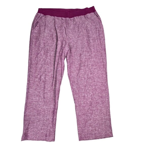 Woman Within Pants - Woman Within Linen Blend Pants Womens Size 22 PETITE Purple Plus Pull On Summer